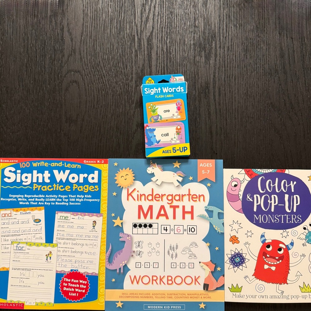 New‎ Kids Learning Workbook Set Sight Words Kindergarten Math Color Pop-Up
